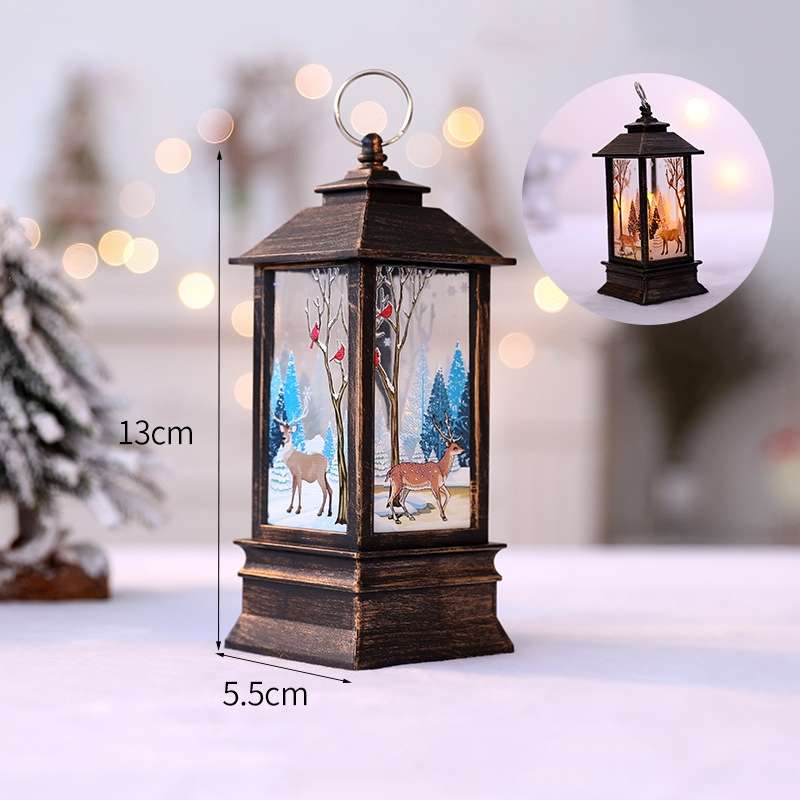 Red Santa Claus Pattern Christmas Simulation Flame LED Lamp Desktop Decoration