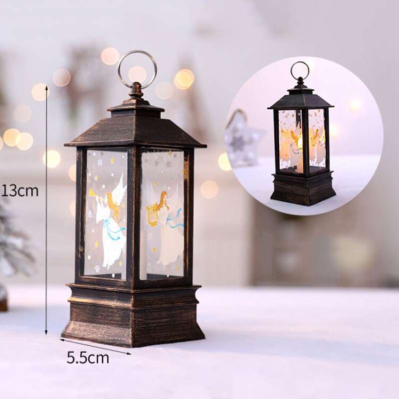Red Santa Claus Pattern Christmas Simulation Flame LED Lamp Desktop Decoration