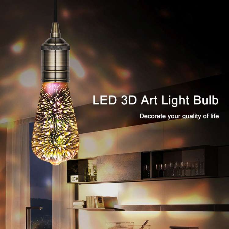 ST64 E27 4W IP65 Waterproof Warm White 3D Fireworks LED Bulb, 2700K 48 LEDs SMD 2835 Vintage Atmosph