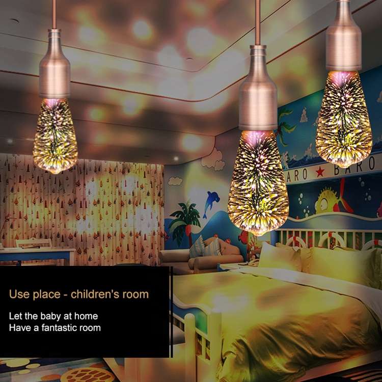 ST64 E27 4W IP65 Waterproof Warm White 3D Fireworks LED Bulb, 2700K 48 LEDs SMD 2835 Vintage Atmosph