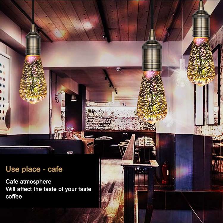 ST64 E27 4W IP65 Waterproof Warm White 3D Fireworks LED Bulb, 2700K 48 LEDs SMD 2835 Vintage Atmosph