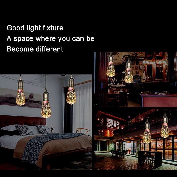 ST64 E27 4W IP65 Waterproof Warm White 3D Fireworks LED Bulb, 2700K 48 LEDs SMD 2835 Vintage Atmosph