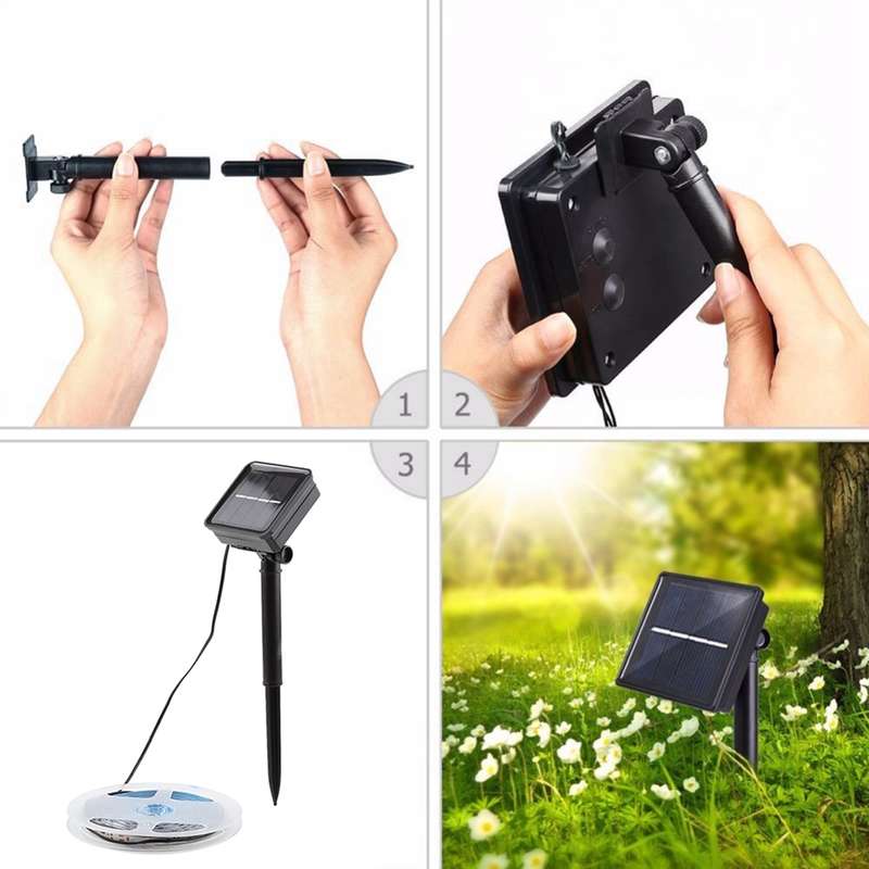 3m IP65 Waterproof Solar Powered LED Rope Strip Light, 90 LEDs SMD 2835 Decoration Fairy Light