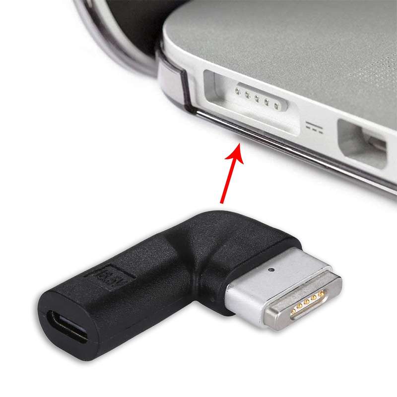 USB-C / Type-C Female to 5 Pin MagSafe 2 (T-Shaped) Male Charge Adapter(Black)