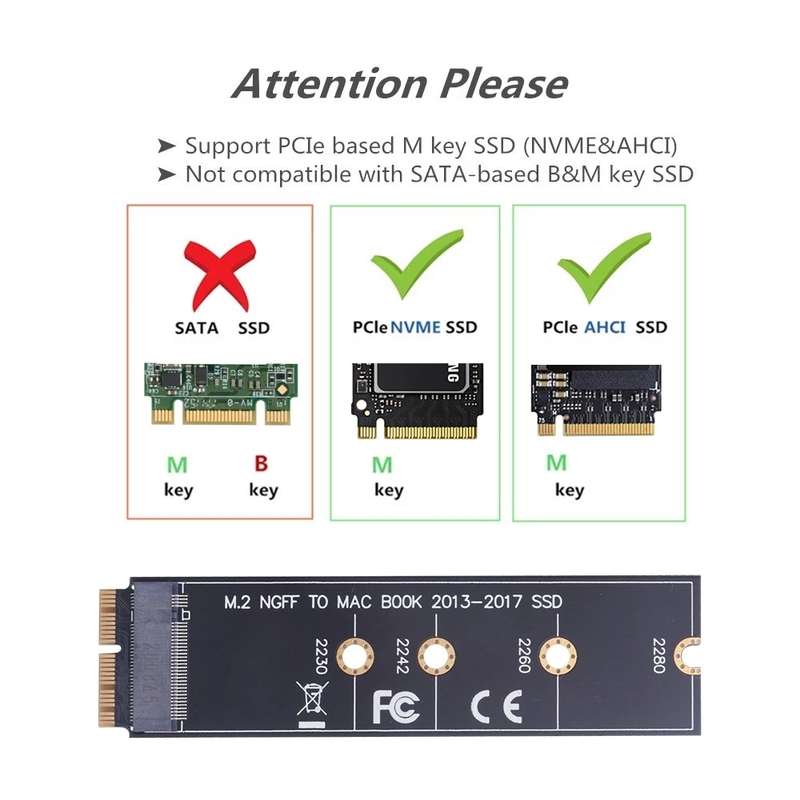 M.2 PCIE NVME SSD to Mac Book Air Pro 2013-2017 SSD Hard Drive Adapter Board For A1465 A1466 A1398 A