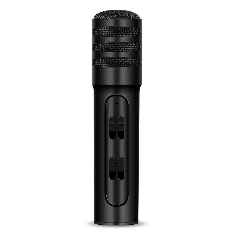 BGN-C7 Condenser Microphone Dual Mobile Phone Karaoke Live Singing Microphone Built-in Sound Card(Bl