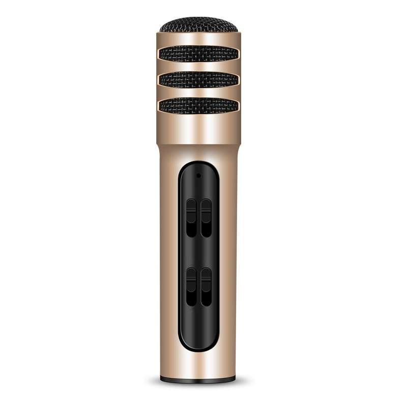 BGN-C7 Condenser Microphone Dual Mobile Phone Karaoke Live Singing Microphone Built-in Sound Card(Bl