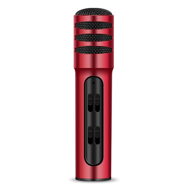 BGN-C7 Condenser Microphone Dual Mobile Phone Karaoke Live Singing Microphone Built-in Sound Card(Bl