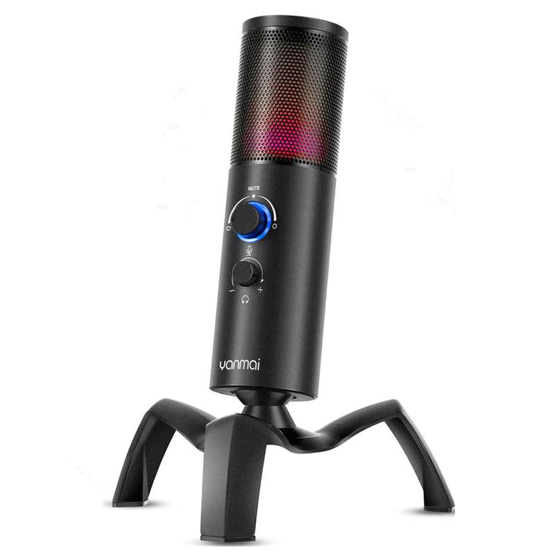 Yanmai Q18 USB Professional Computer Microphone Anchor Recording Karaoke Condenser Microphone (Blac