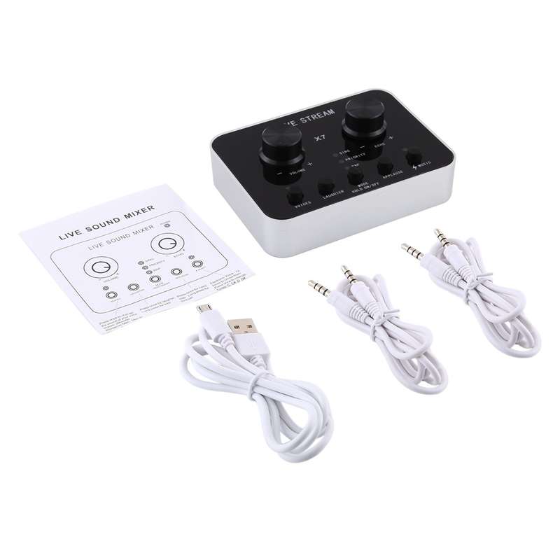 X7 Live Broadcast Audio USB Headset Microphone Webcast Entertainment Streamer Sound Card for Phone,
