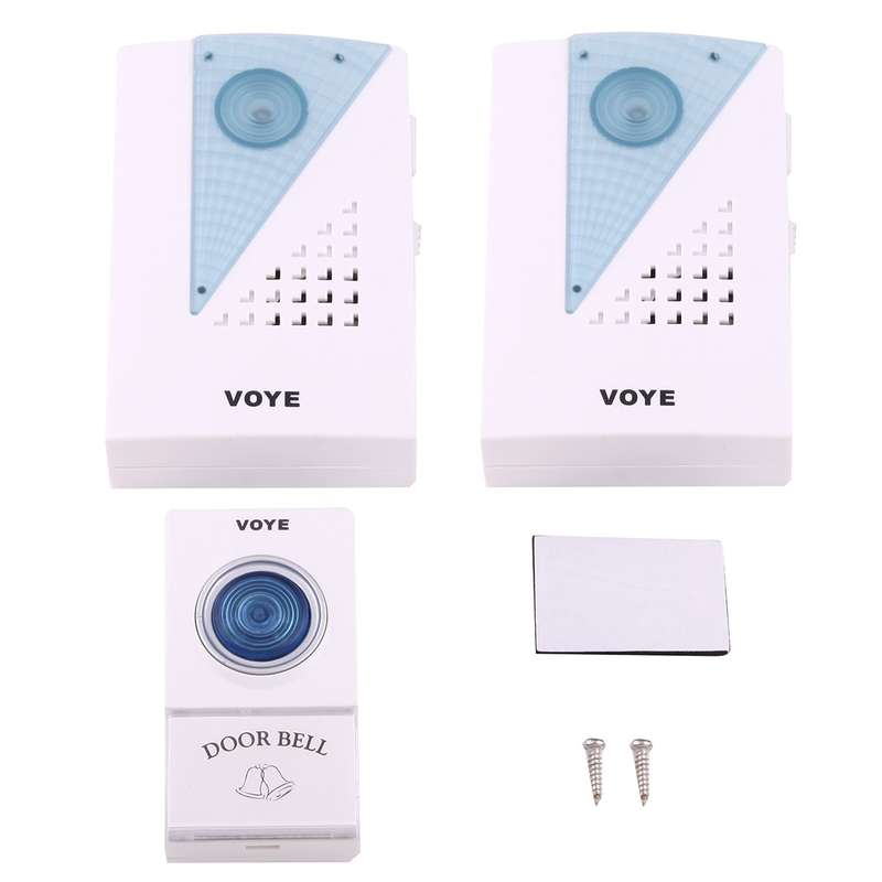 VOYE V001A2 Wireless Smart Music LED Home Doorbell with Dual Receiver, Remote Control Distance: 120m