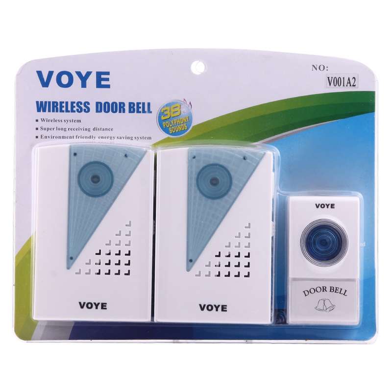VOYE V001A2 Wireless Smart Music LED Home Doorbell with Dual Receiver, Remote Control Distance: 120m