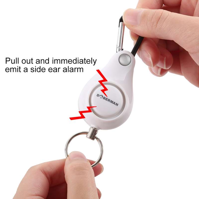 DOBERMAN Key-chain Personal Security Alarm Pull Ring Triggered Anti-attack Safety Emergency Alarm(Wh