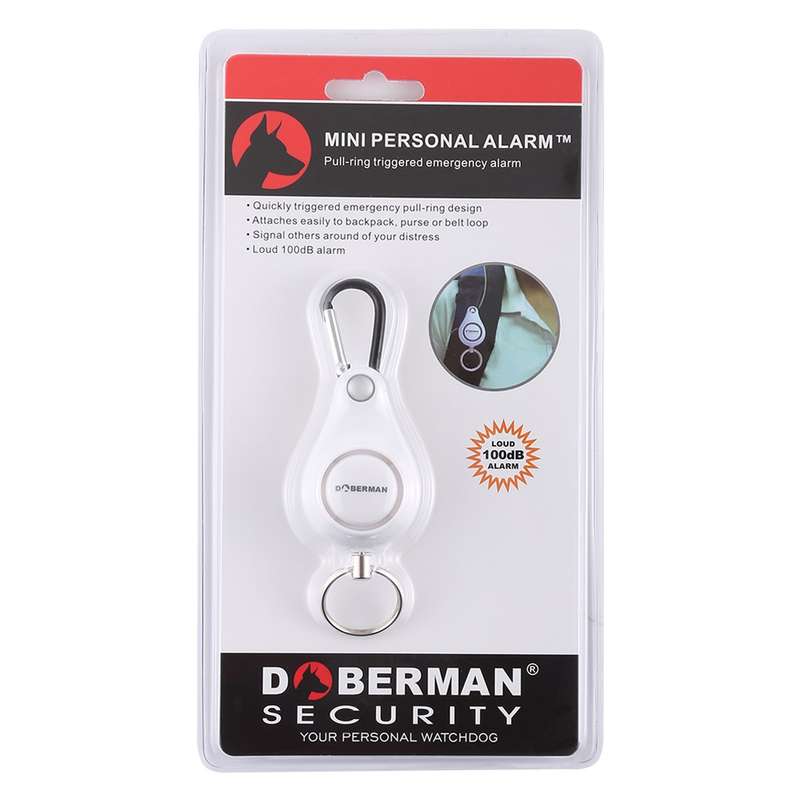 DOBERMAN Key-chain Personal Security Alarm Pull Ring Triggered Anti-attack Safety Emergency Alarm(Wh