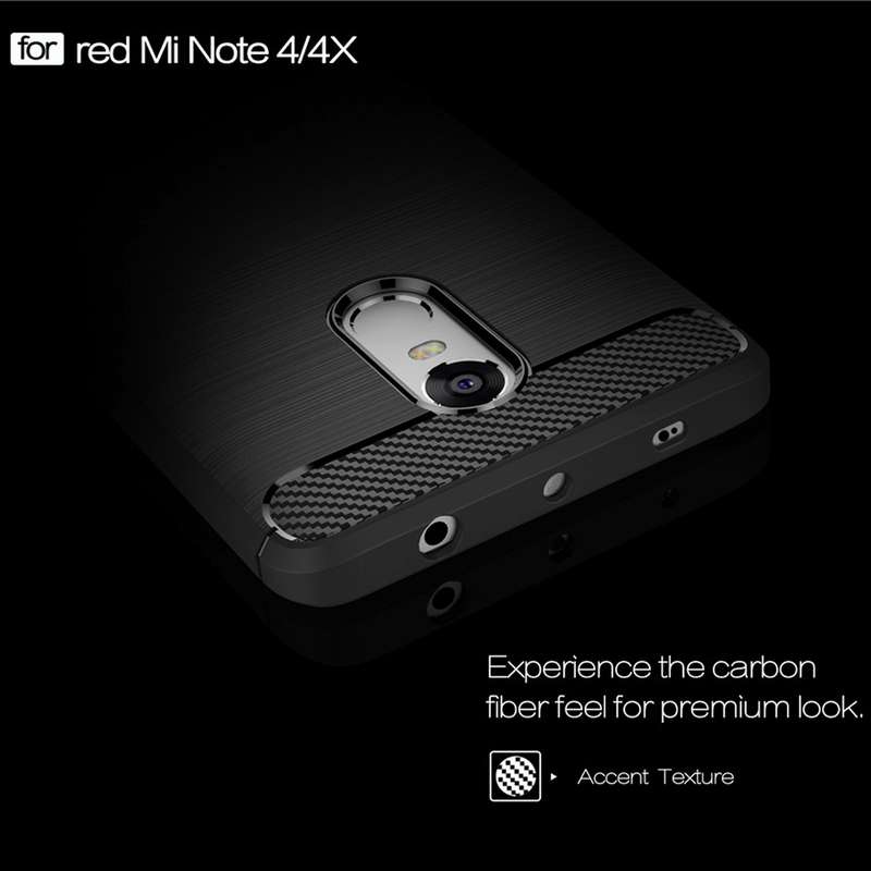 For Xiaomi Redmi Note 4X Brushed Carbon Fiber Texture Shockproof TPU Protective Case (Red)