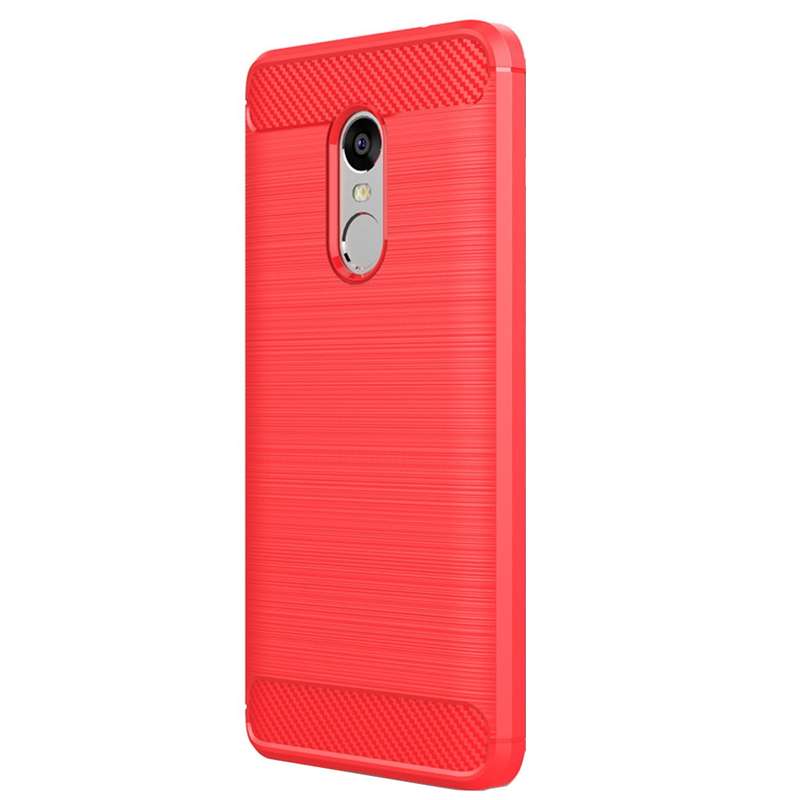 For Xiaomi Redmi Note 4X Brushed Carbon Fiber Texture Shockproof TPU Protective Case (Red)