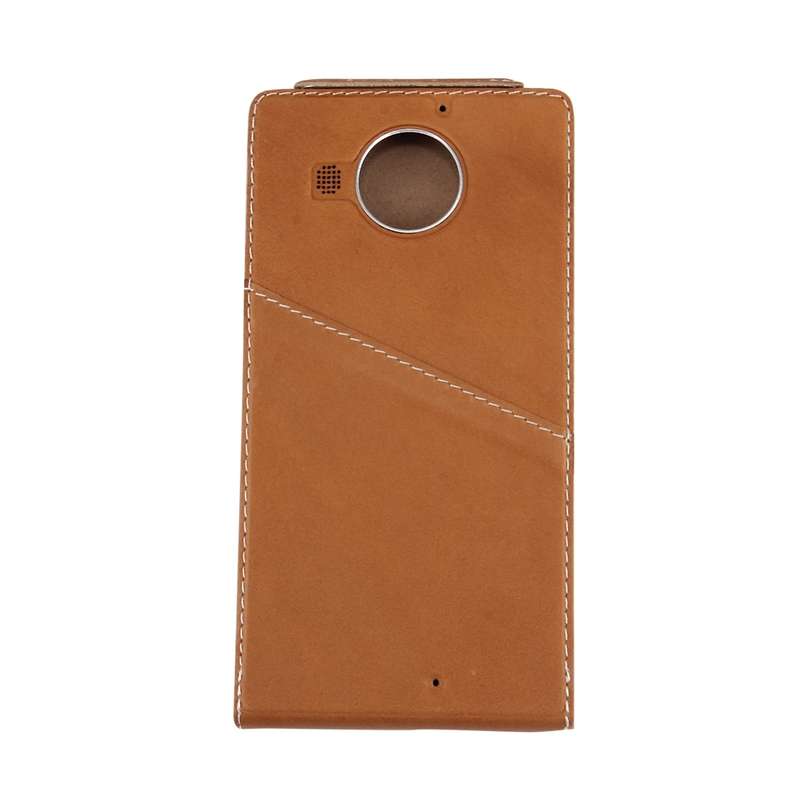 Vertical Flip Genuine Leather Case + QI Wireless Standard Charging Back Cover For Microsoft Lumia 95