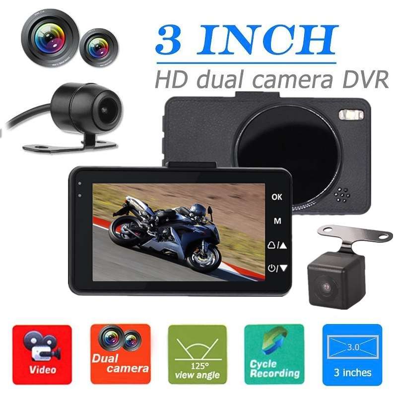 MT-80 3.0 inch 140 Degrees Wide Angle HD Video Motorcycle Dual Camera DVR, Support TF Card (32GB Ma