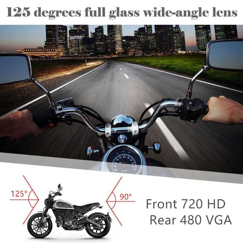 MT-80 3.0 inch 140 Degrees Wide Angle HD Video Motorcycle Dual Camera DVR, Support TF Card (32GB Ma
