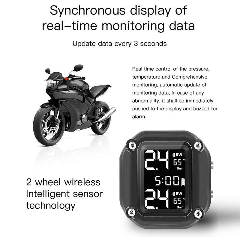 M4 Motorcycles Tire Pressure Monitor with Holder (Black)