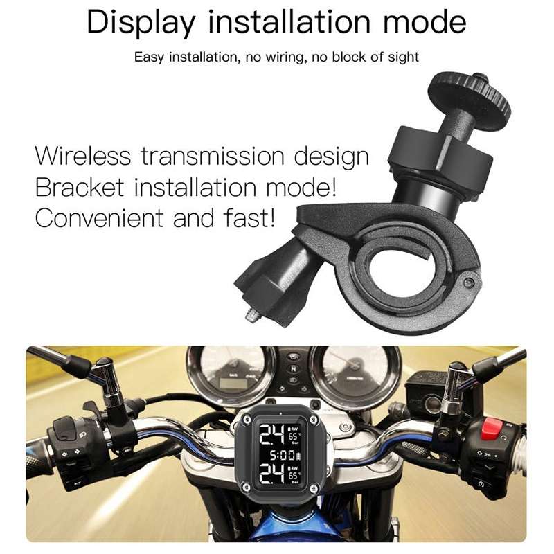 M4 Motorcycles Tire Pressure Monitor with Holder (Black)