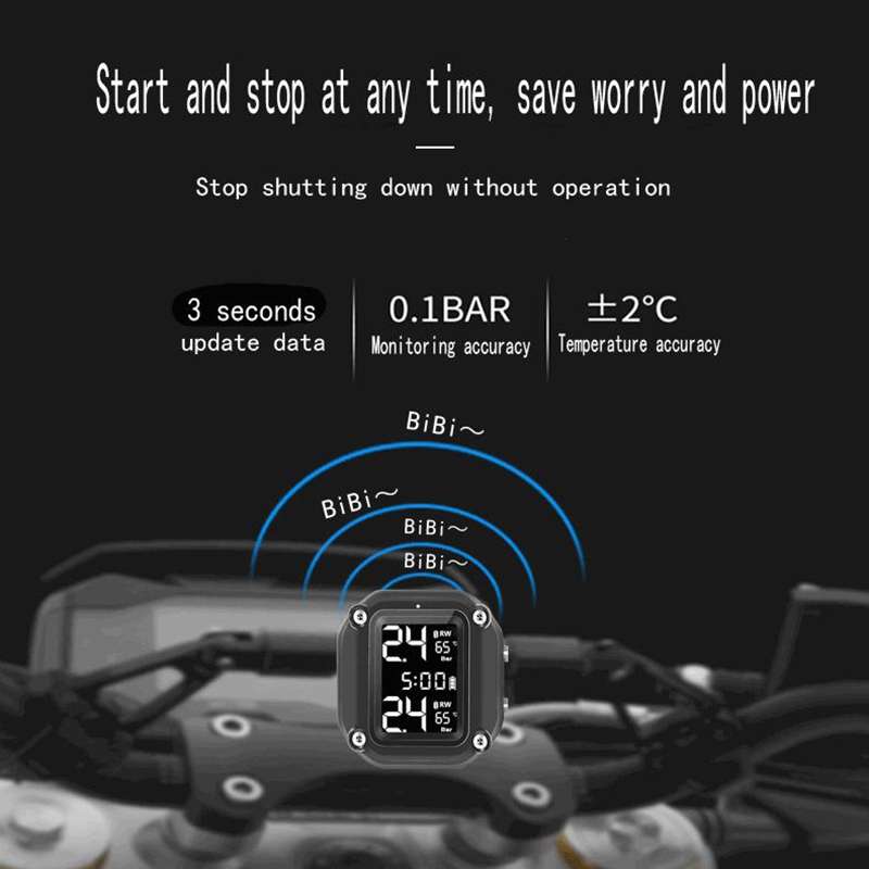 M4 Motorcycles Tire Pressure Monitor with Holder (Black)
