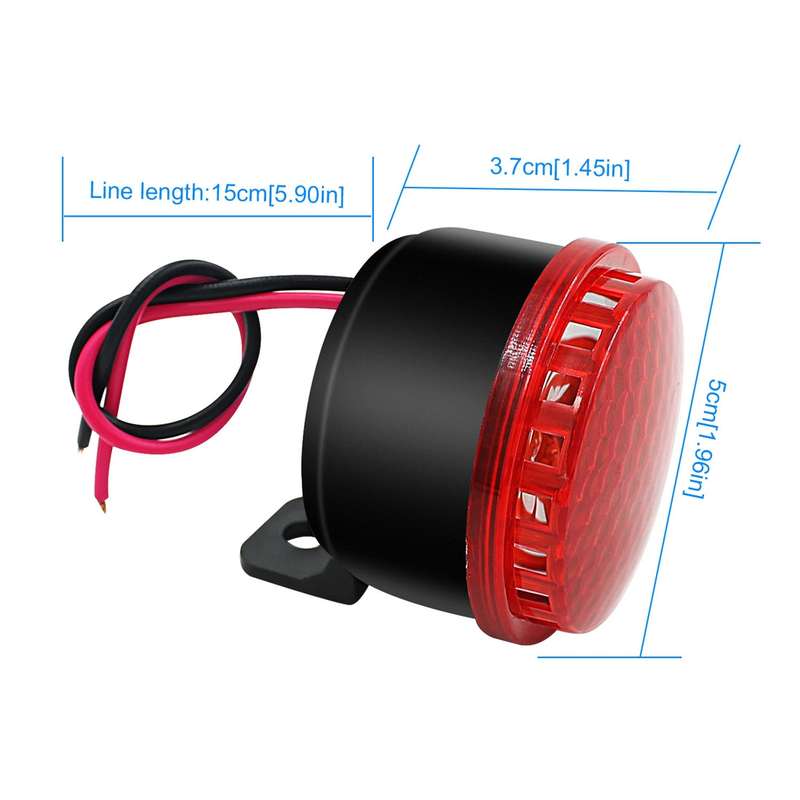 Motorcycle Brakes Horn with Red LED Light 12V 6 Tones + LED Lamp
