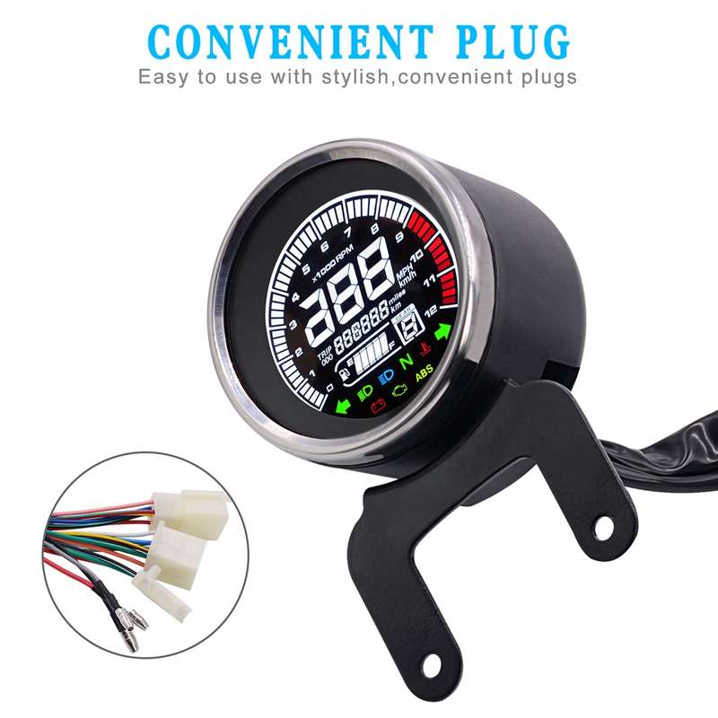 Universal Motorcycle Modified Multi-functional LED Digital Meter Indicator Light Tachometer Odometer
