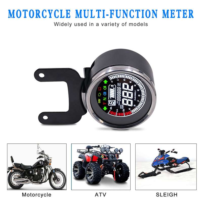 Universal Motorcycle Modified Multi-functional LED Digital Meter Indicator Light Tachometer Odometer
