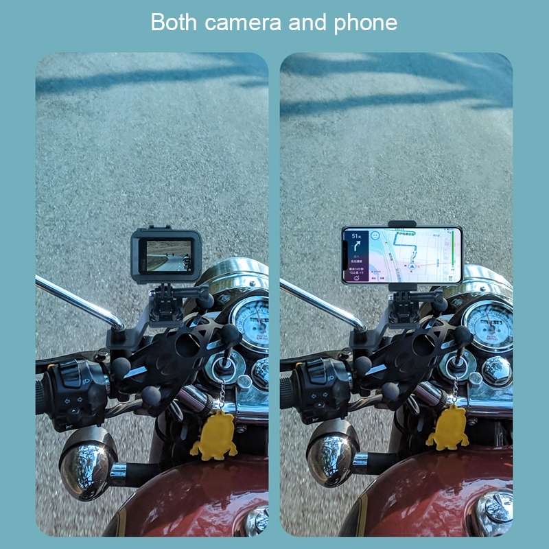 RUIGPRO Motorcycle Handlebar Alloy Phone Bracket for GoPro, Insta360, DJI and Other Action Cameras(B