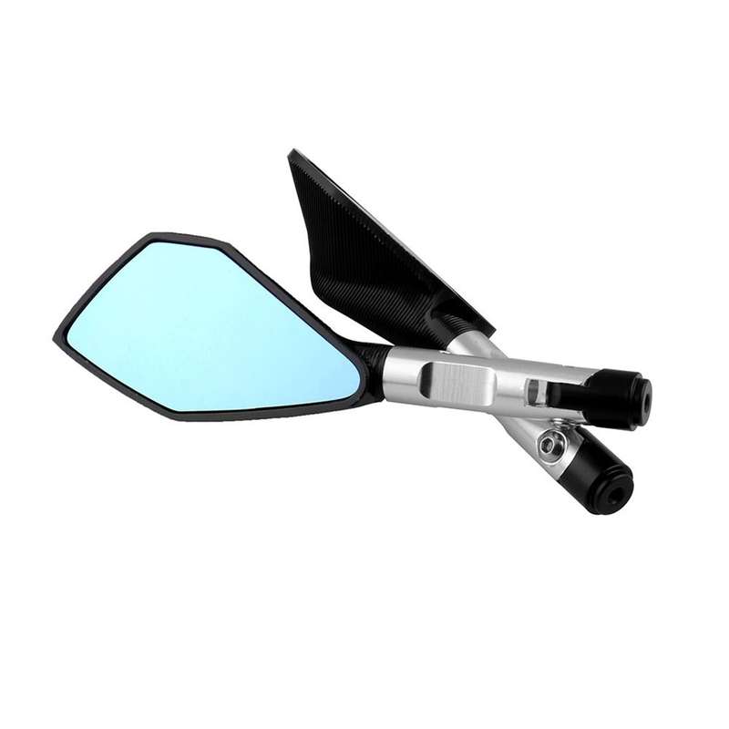 Modified Motorcycle Aluminium Alloy Rhombus Reflective Light Side Rearview Mirror (Black)