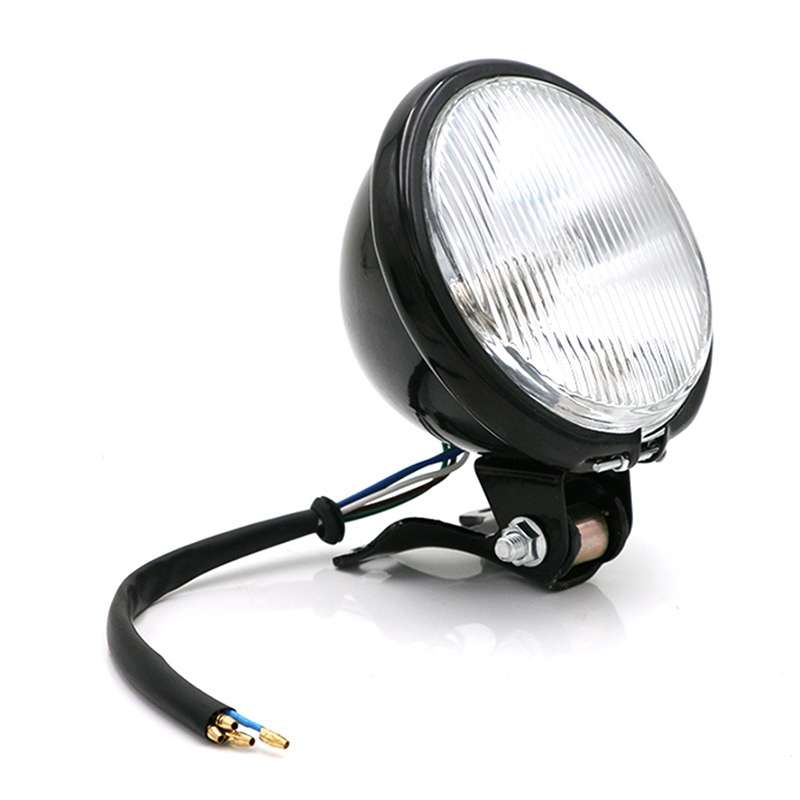 4 inch Motorcycle Black Shell Glass Retro Lamp LED Headlight Modification Accessories(White)