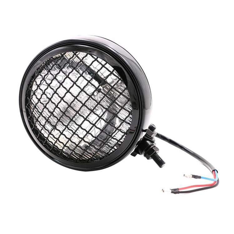 Motorcycle Black Shell Harley Headlight Retro Lamp LED Light Modification Accessories (Yellow)