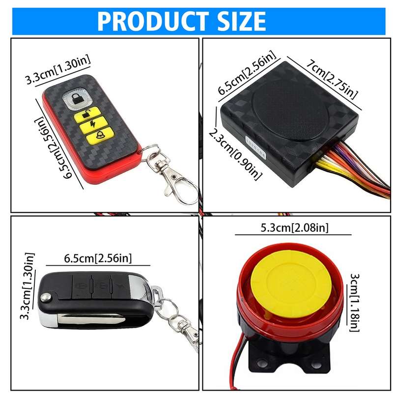 Motorcycle Smart Unidirectional Security Alarm System with Remote Control / Foldable Key, without Ba