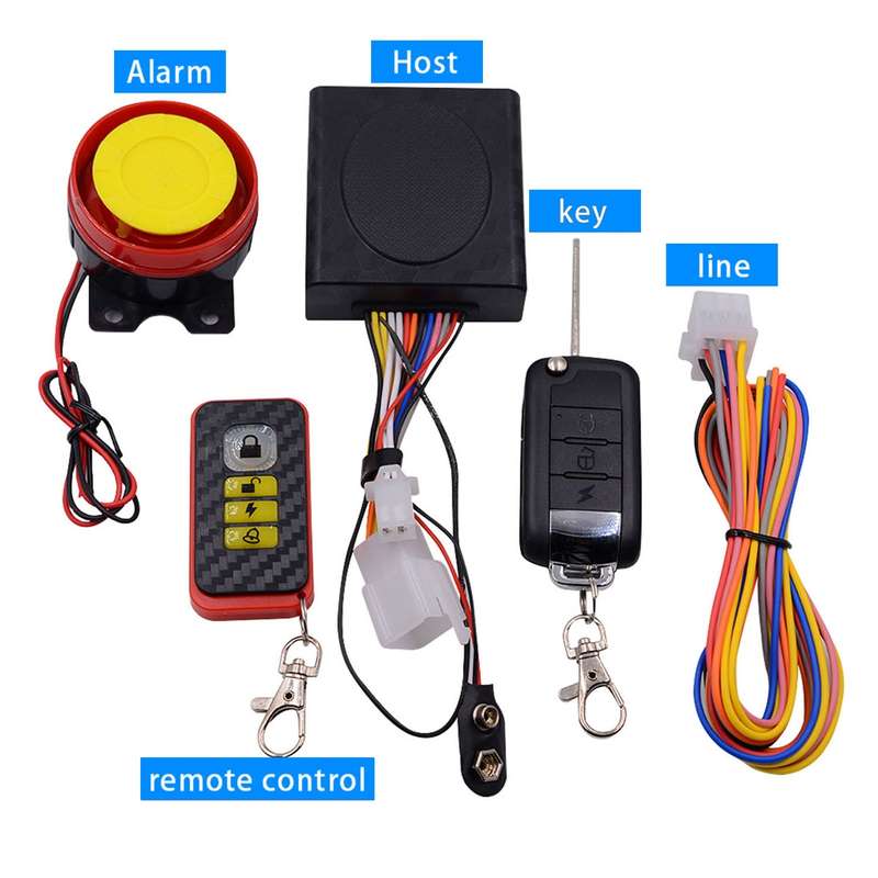 Motorcycle Smart Unidirectional Security Alarm System with Remote Control / Foldable Key, without Ba