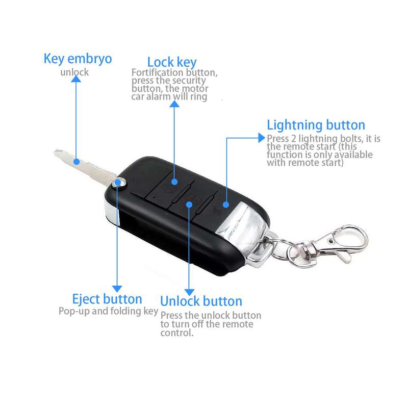 Motorcycle Smart Unidirectional Security Alarm System with Remote Control / Foldable Key, without Ba