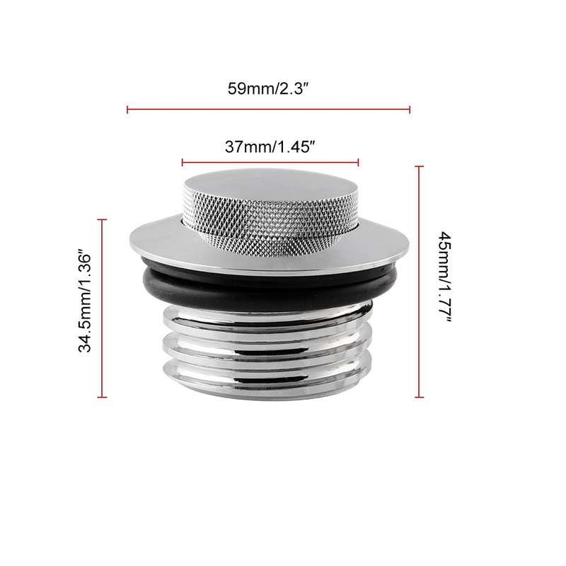 Motorcycle Flush Pop-up Gas Cap with O-ring for Harley Davidson (Black)
