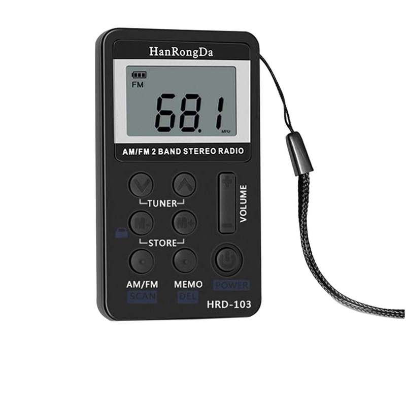Portable AM / FM Two Bands Rechargeable Stereo Radio Mini Receiver with & LCD Screen & Earphone Jack