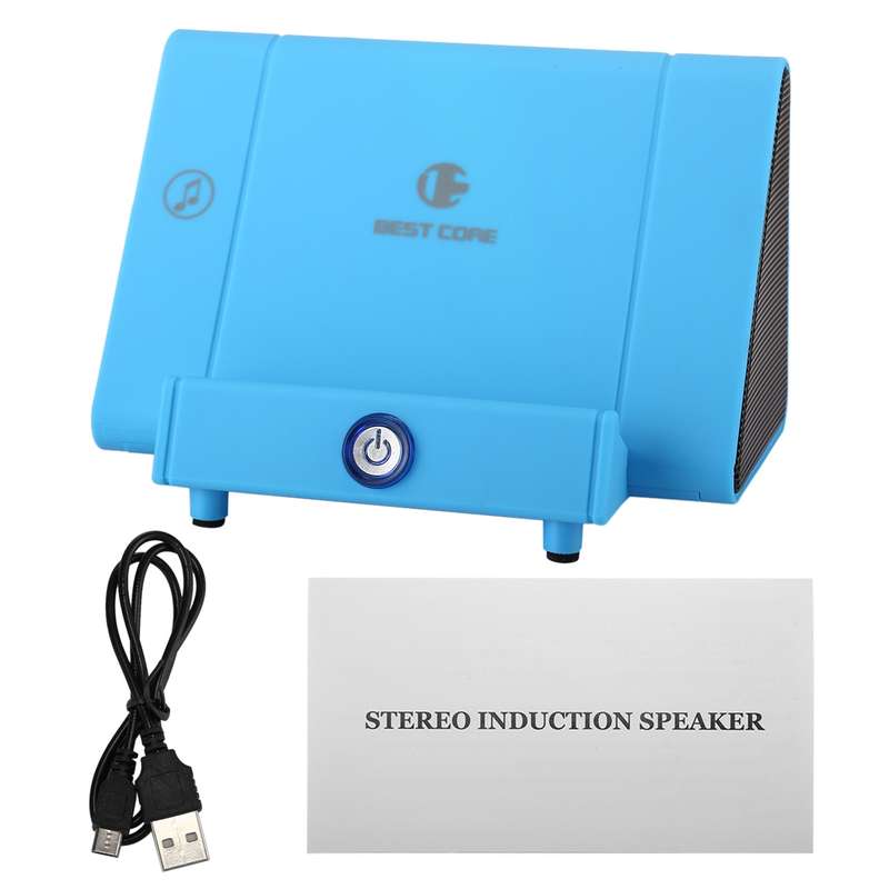 SY317A Portable Phone Stand Wireless Induction Stereo Speaker, Support Hands-free Calls & AUX IN(Blu
