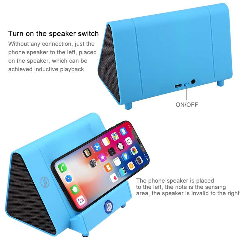 SY317A Portable Phone Stand Wireless Induction Stereo Speaker, Support Hands-free Calls & AUX IN(Blu