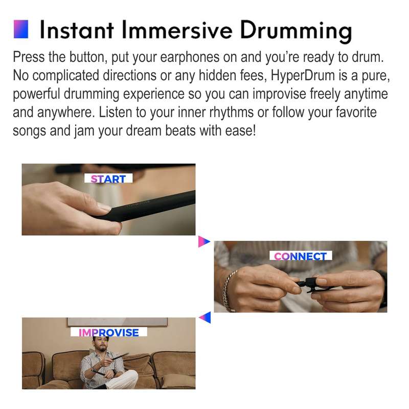 Hyperdrum Somatosensory Virtual Drum Kit Smart Portable Musical Instrument (Black)