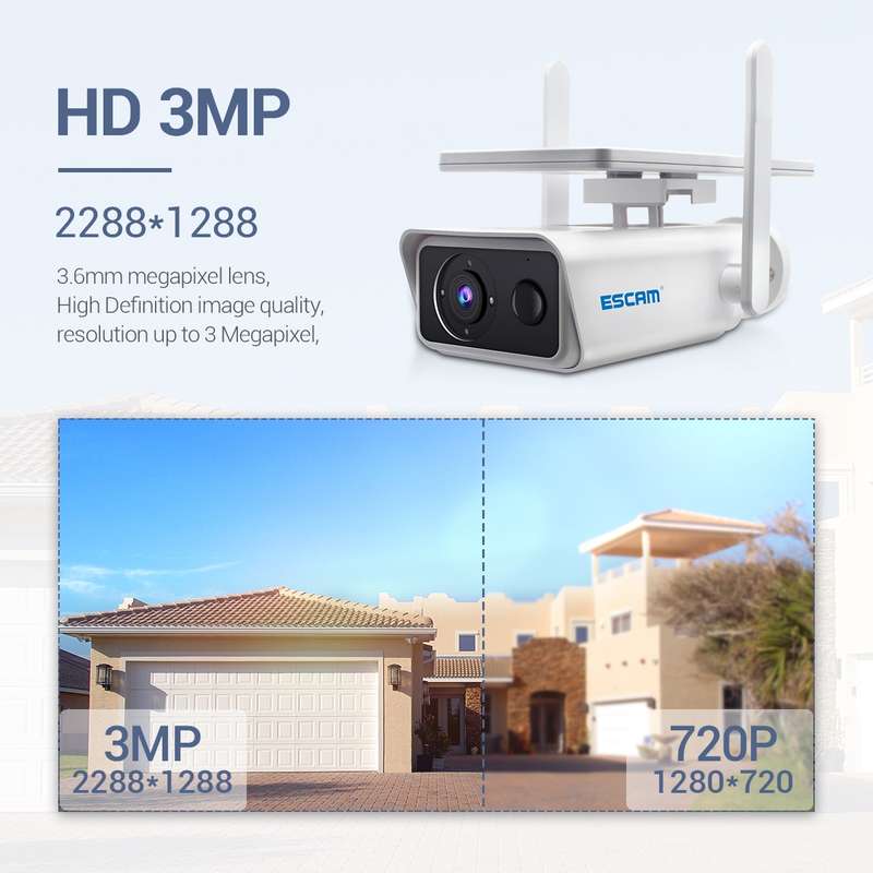 ESCAM QF180 H.265 3MP Solar Wifi IP Camera, Without Battery(White)