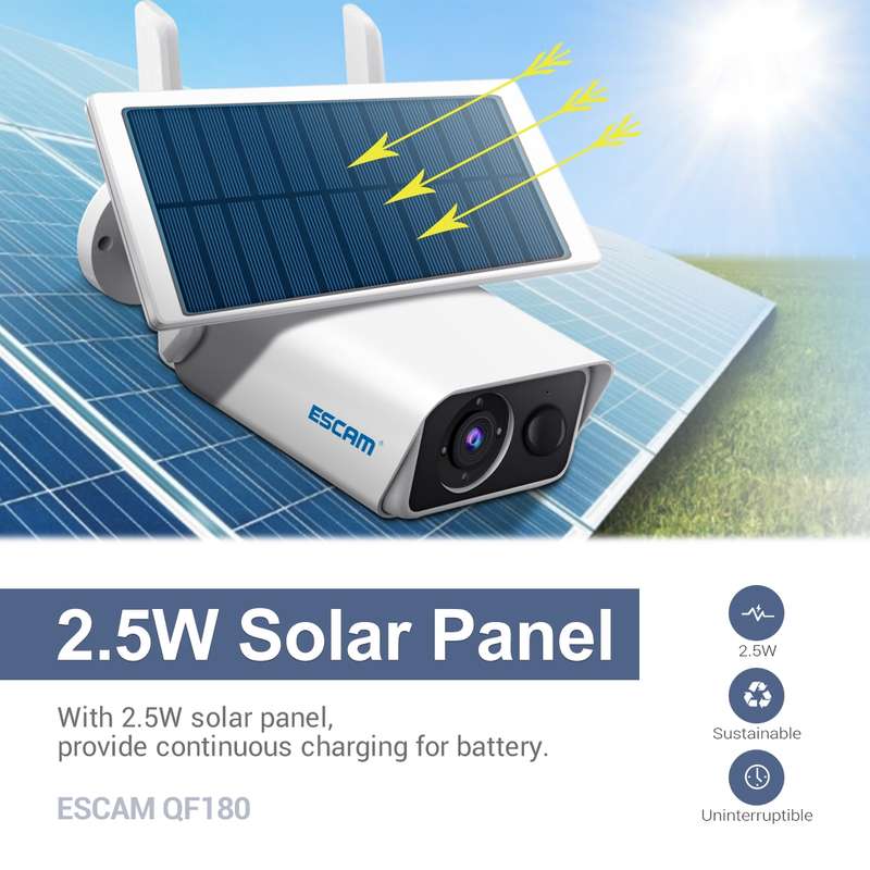 ESCAM QF490 HD 1080P 4G 3.8W Solar Panel IP Camera, EU Version