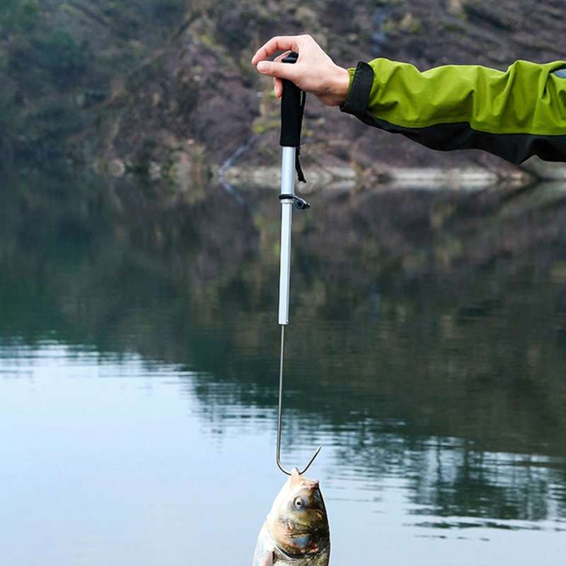 95cm Professional Extendable Fishing Spear Hook Tackle Fishing Landing Gaff with String