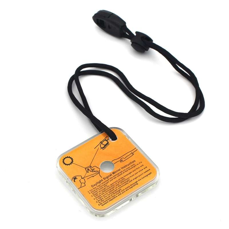 Multifunctional Survival Emergency Rescue Reflective Signal Mirror Hiking Outdoor Tool with Whistle