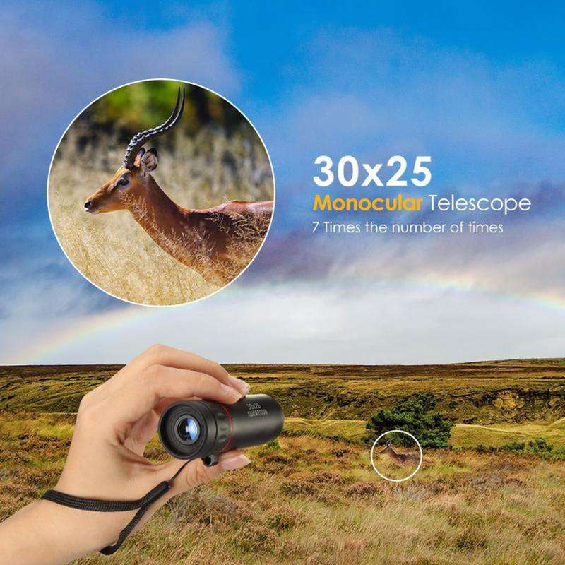 30x25 Mini Portable Optical Monocular Telescope (Black)