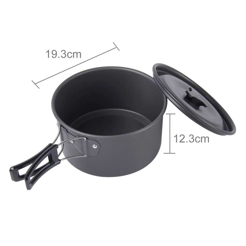 DS-500 Outdoor Camping Ultra Light Weight 15 Piece Cookware Stackable Set for 4-5 People, Size: Larg