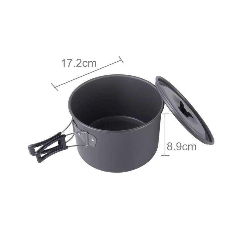 DS-500 Outdoor Camping Ultra Light Weight 15 Piece Cookware Stackable Set for 4-5 People, Size: Larg