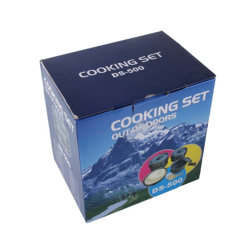 DS-500 Outdoor Camping Ultra Light Weight 15 Piece Cookware Stackable Set for 4-5 People, Size: Larg