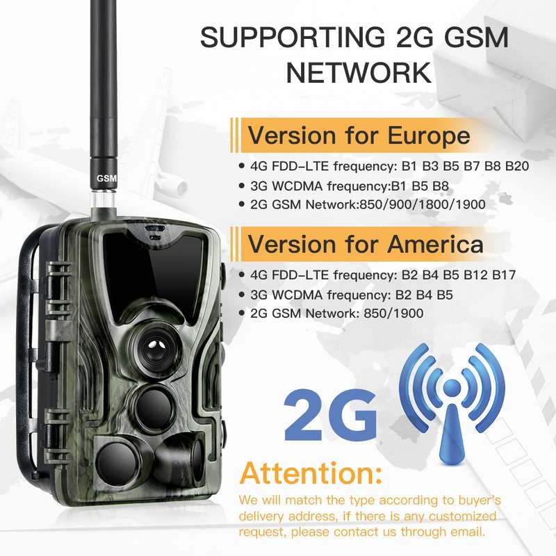 HC801M 2G GSM Waterproof IP66 IR Night Vision Security Hunting Trail Camera, 120 Degree PIR Angle